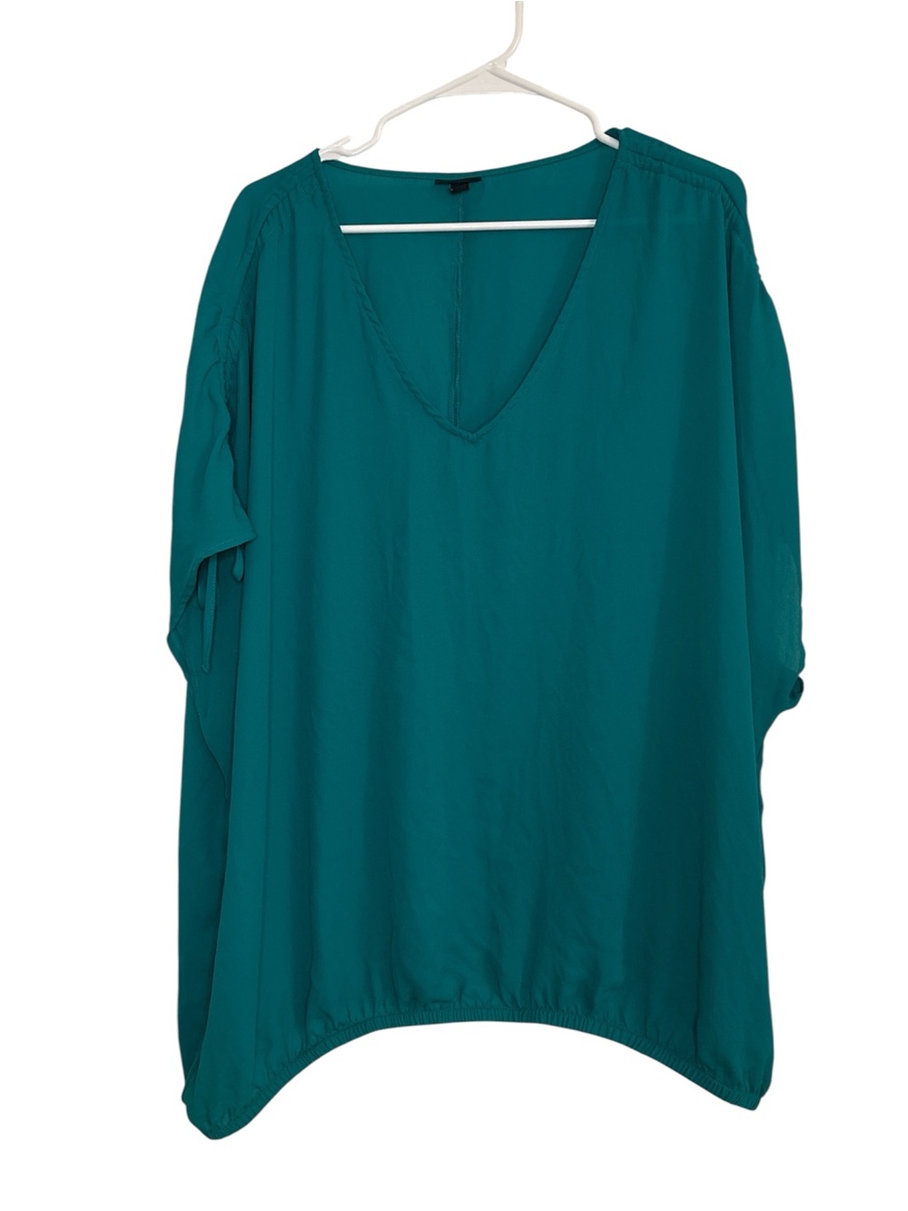 Torrid Teal Georgette Dolomain Shirring Tie Detail Blouse Plus Size 3X NWOT
